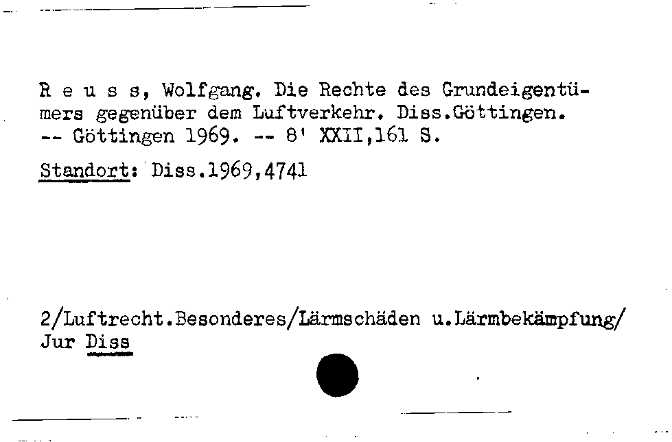 [Katalogkarte Dissertationenkatalog bis 1980]