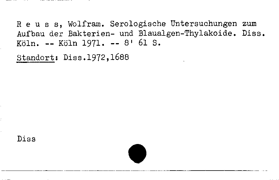 [Katalogkarte Dissertationenkatalog bis 1980]