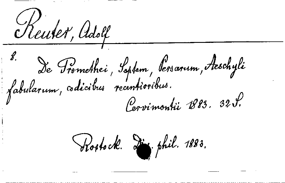 [Katalogkarte Dissertationenkatalog bis 1980]