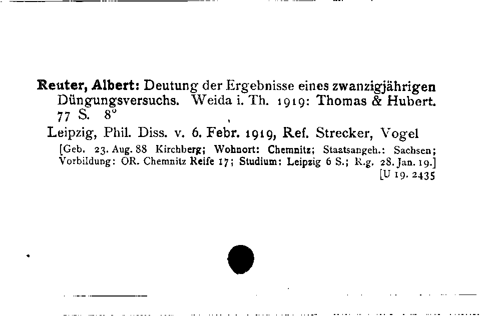 [Katalogkarte Dissertationenkatalog bis 1980]