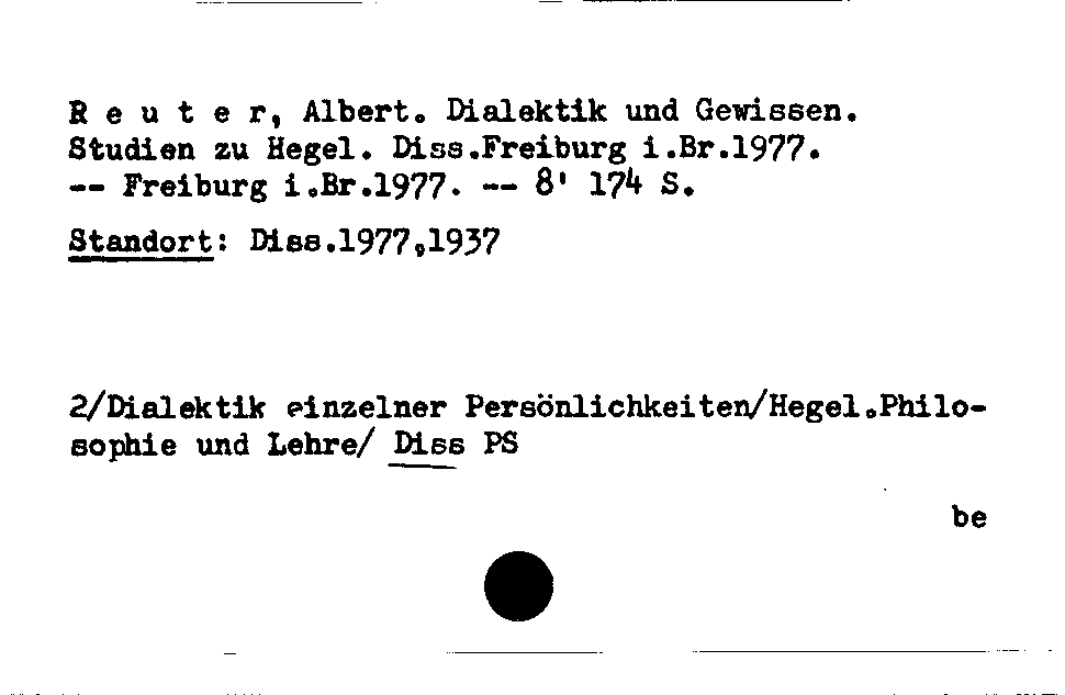 [Katalogkarte Dissertationenkatalog bis 1980]