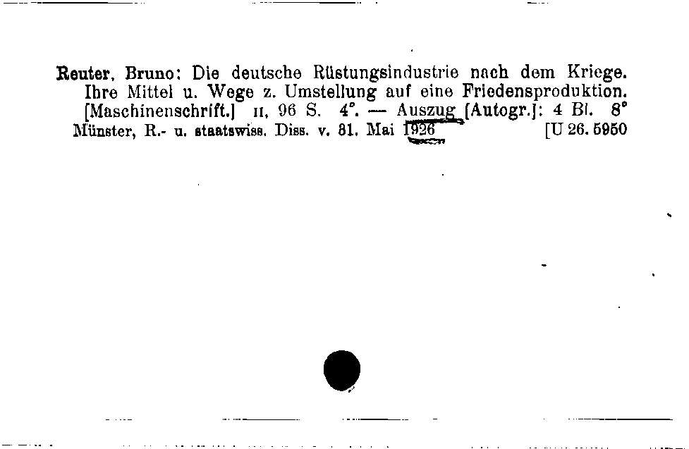 [Katalogkarte Dissertationenkatalog bis 1980]