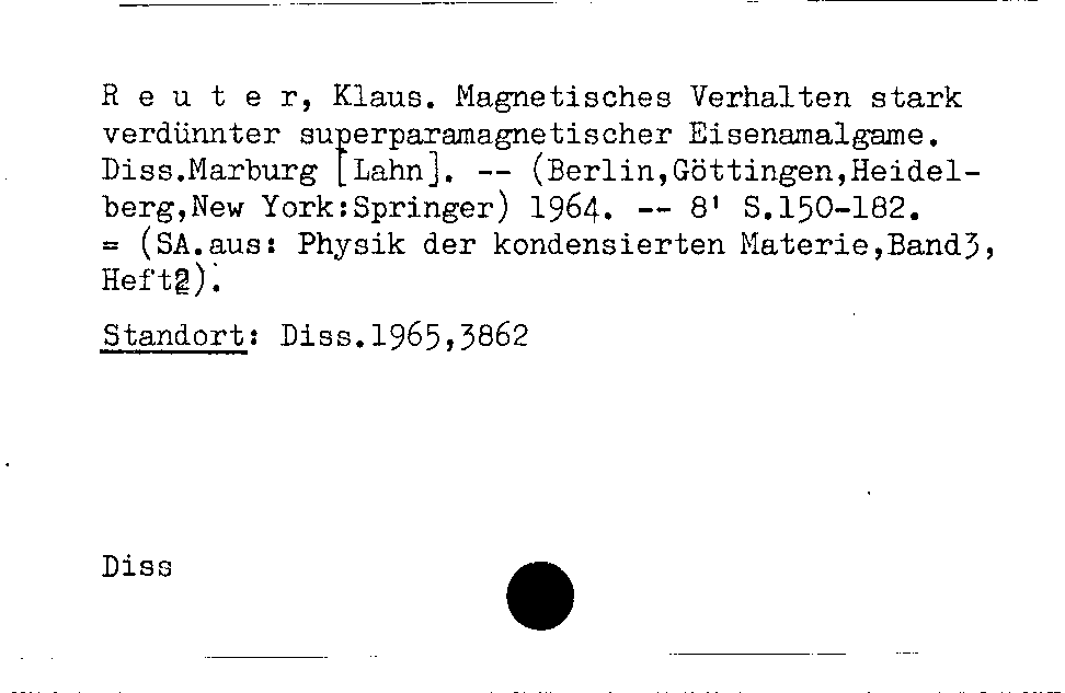 [Katalogkarte Dissertationenkatalog bis 1980]