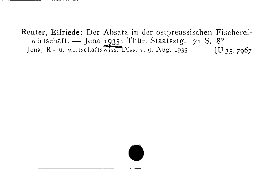 [Katalogkarte Dissertationenkatalog bis 1980]