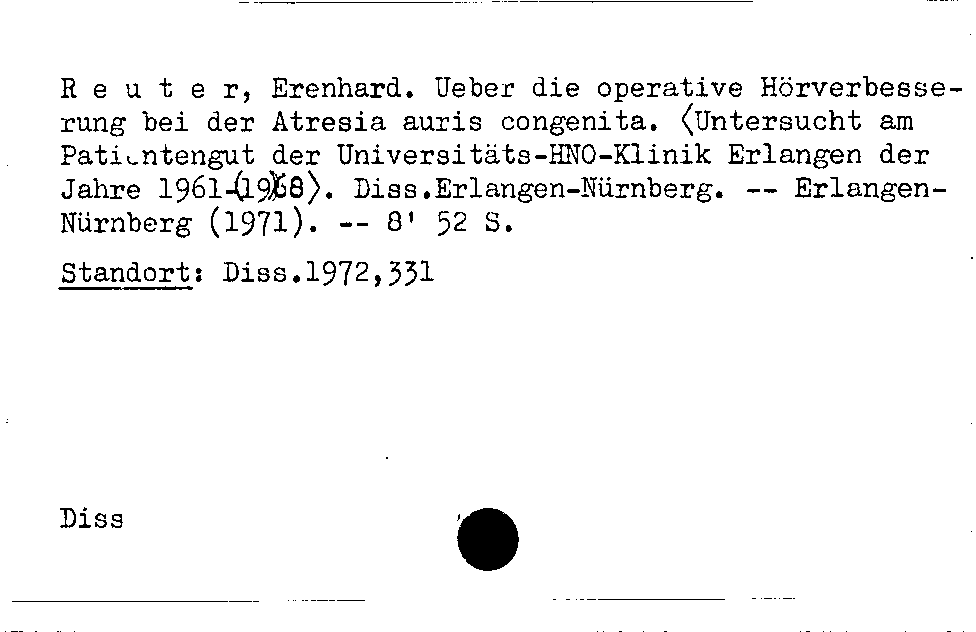 [Katalogkarte Dissertationenkatalog bis 1980]