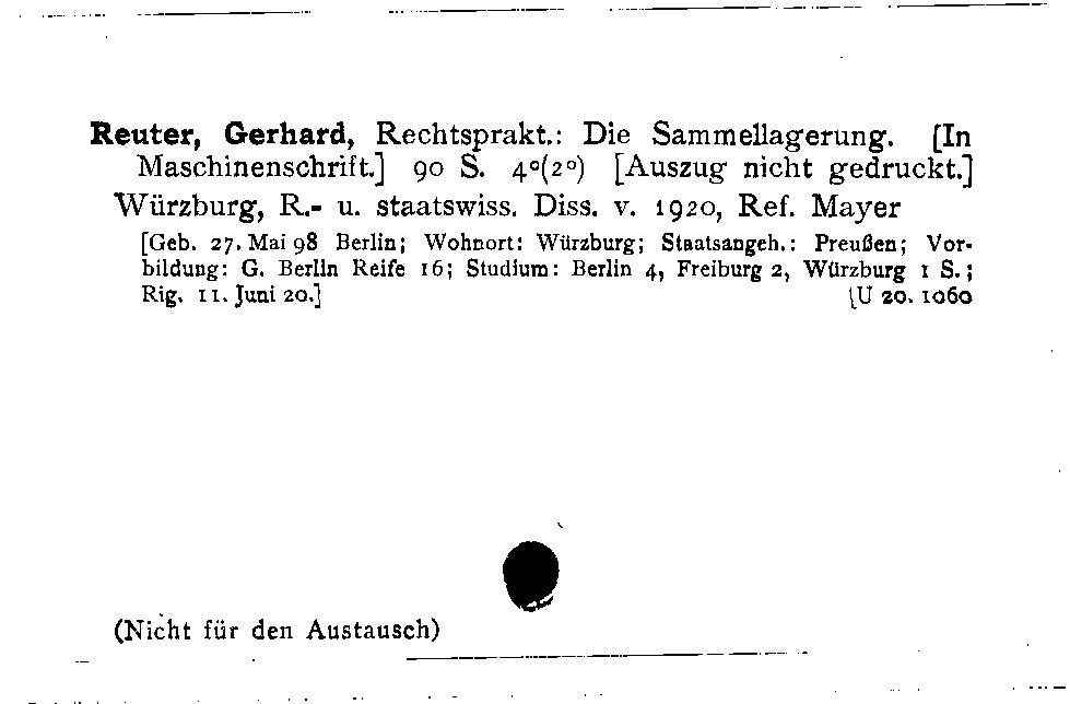 [Katalogkarte Dissertationenkatalog bis 1980]