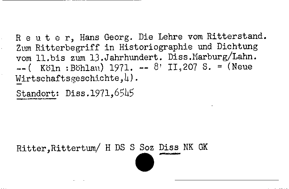 [Katalogkarte Dissertationenkatalog bis 1980]