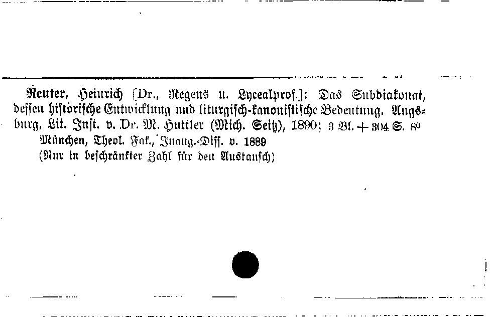 [Katalogkarte Dissertationenkatalog bis 1980]