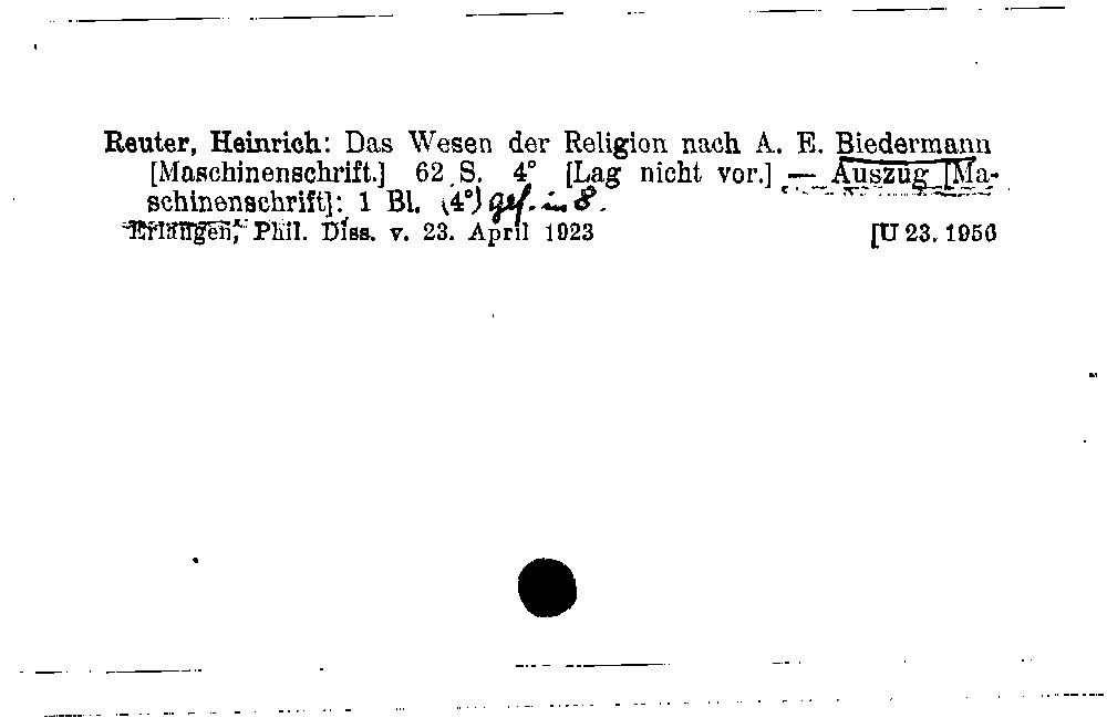 [Katalogkarte Dissertationenkatalog bis 1980]