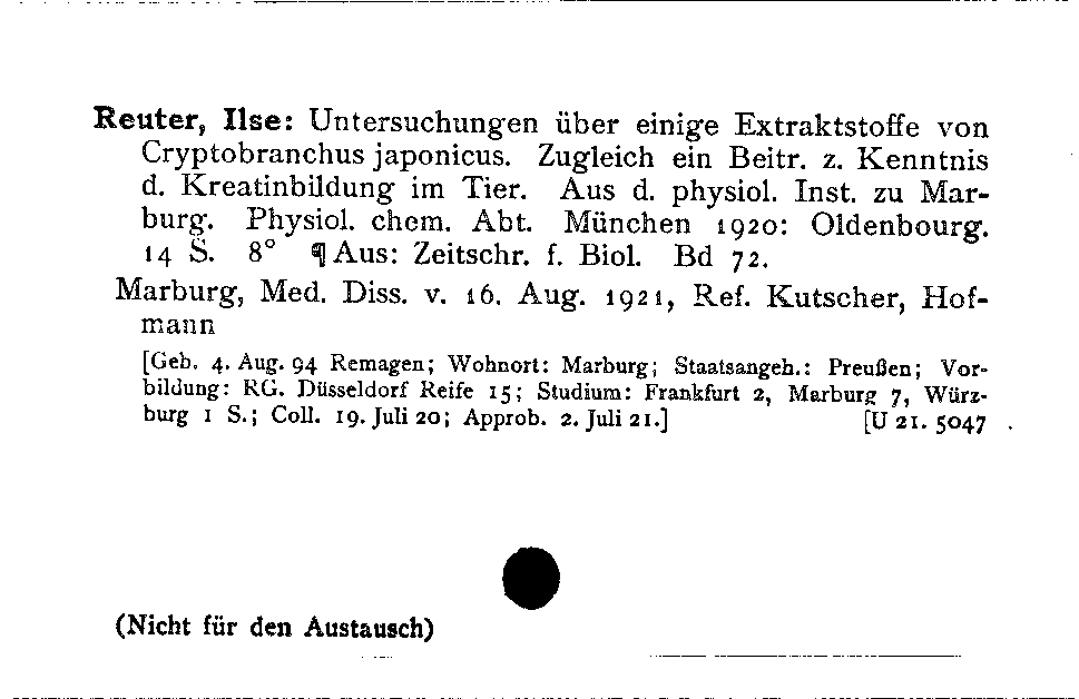 [Katalogkarte Dissertationenkatalog bis 1980]