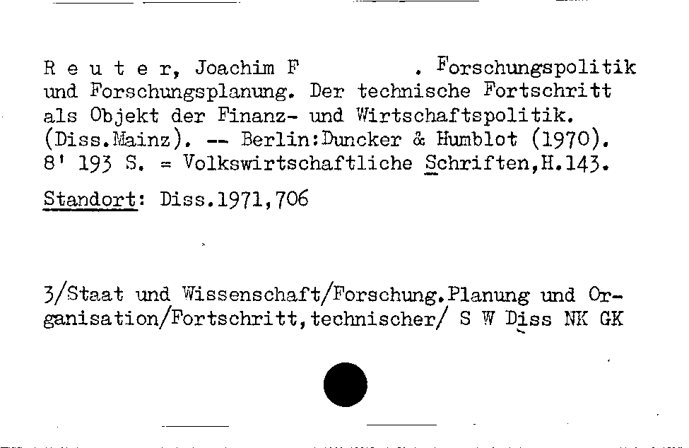 [Katalogkarte Dissertationenkatalog bis 1980]