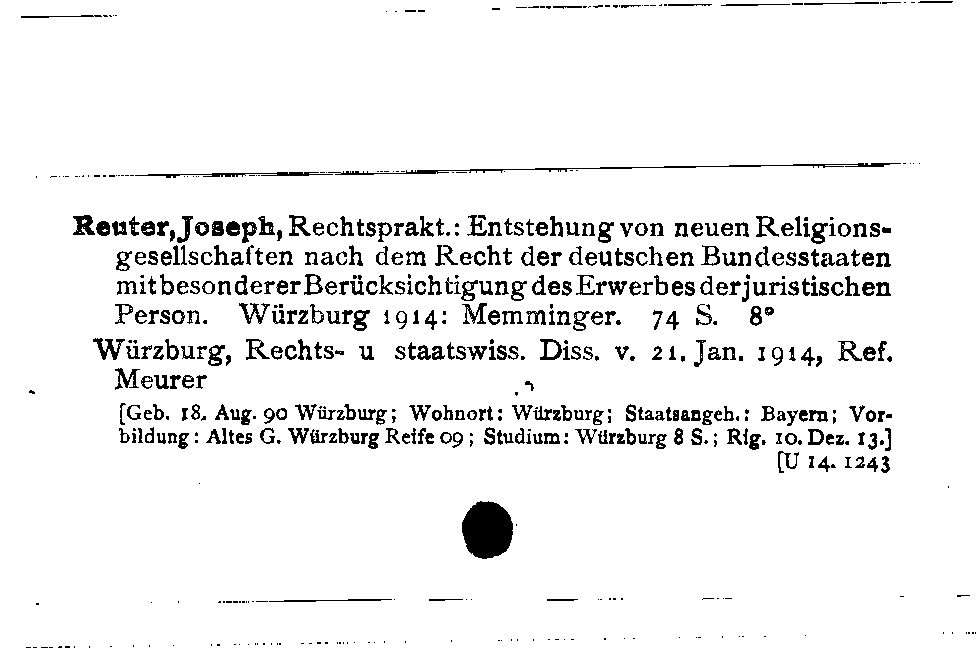 [Katalogkarte Dissertationenkatalog bis 1980]