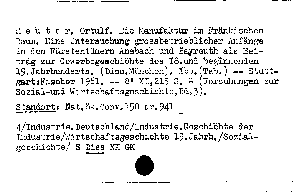 [Katalogkarte Dissertationenkatalog bis 1980]