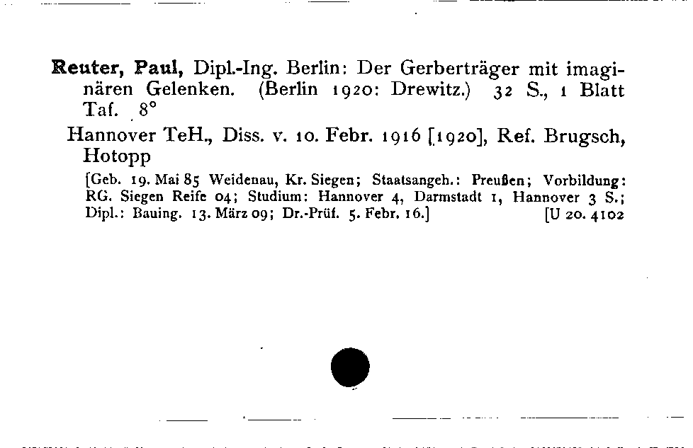 [Katalogkarte Dissertationenkatalog bis 1980]