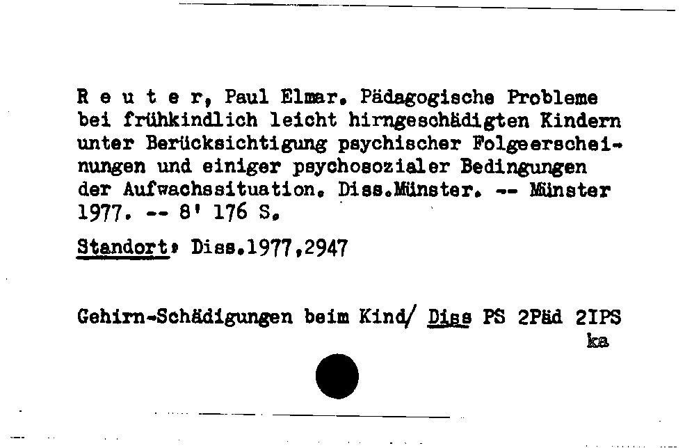 [Katalogkarte Dissertationenkatalog bis 1980]