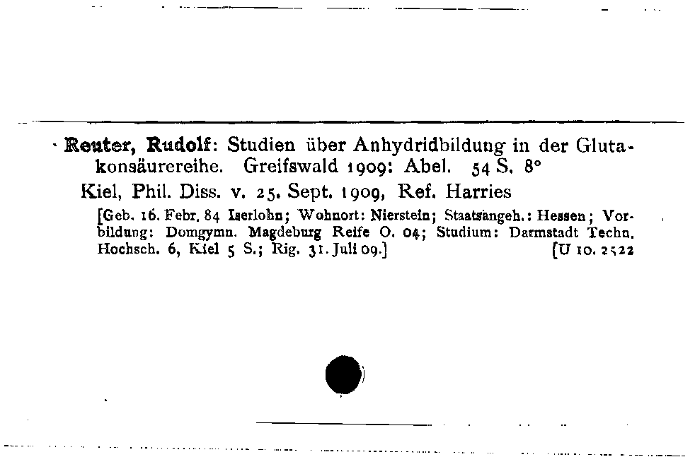 [Katalogkarte Dissertationenkatalog bis 1980]