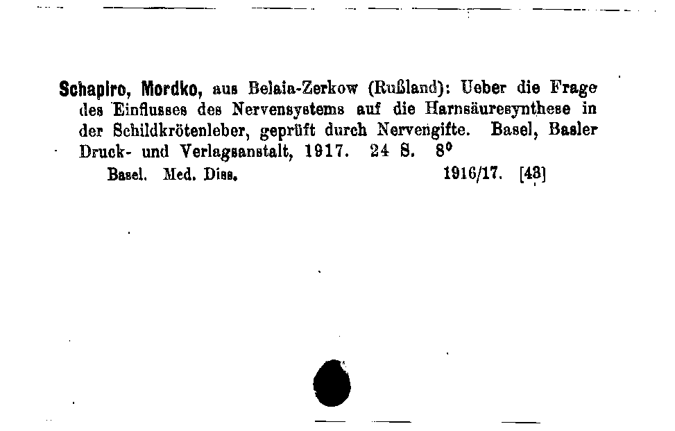 [Katalogkarte Dissertationenkatalog bis 1980]