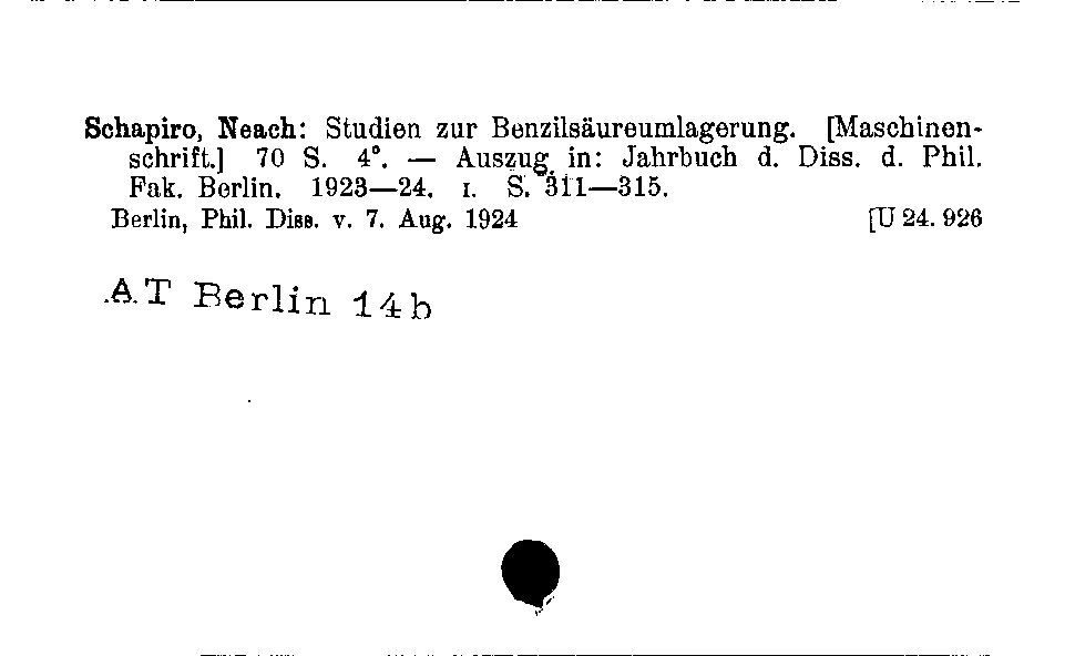 [Katalogkarte Dissertationenkatalog bis 1980]