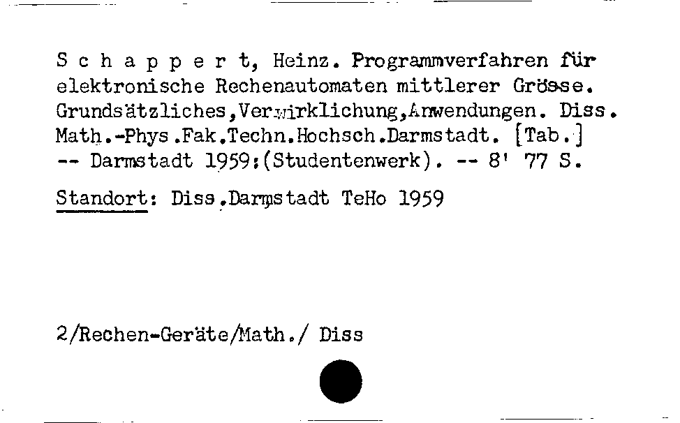 [Katalogkarte Dissertationenkatalog bis 1980]