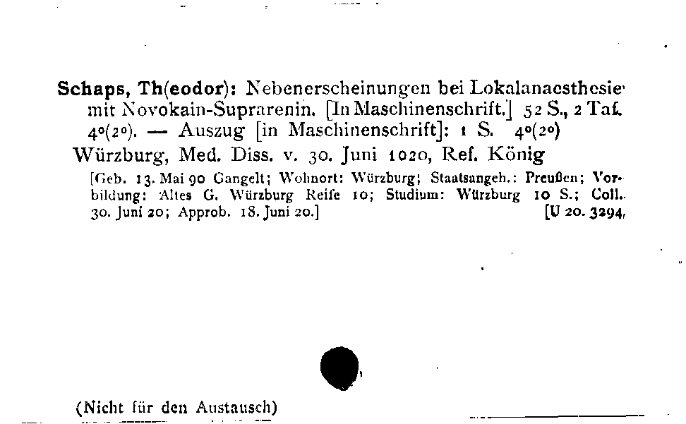 [Katalogkarte Dissertationenkatalog bis 1980]