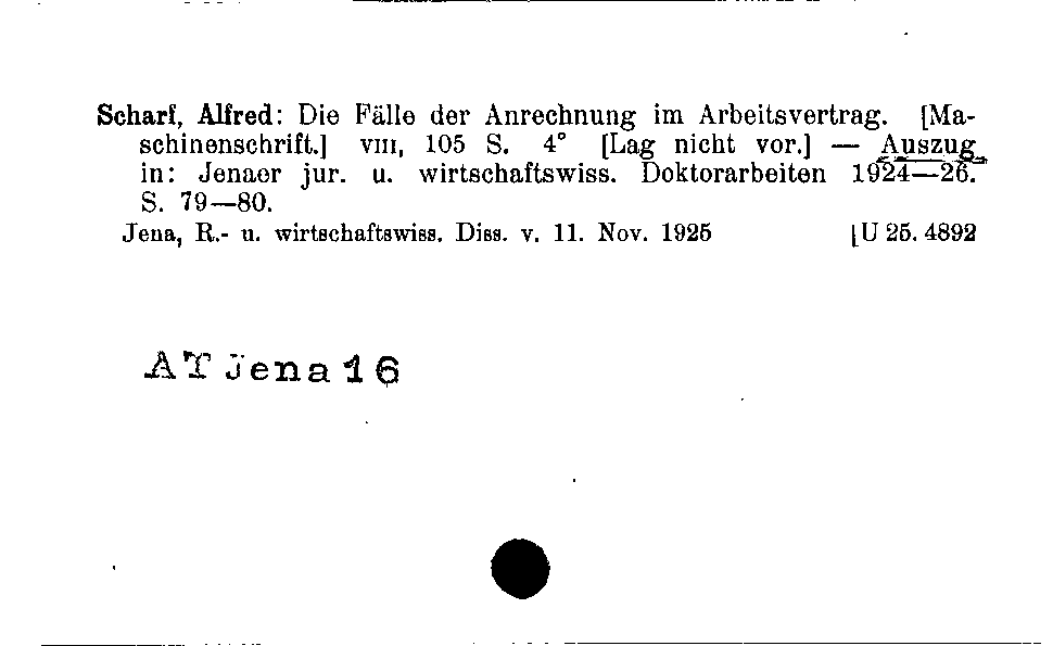 [Katalogkarte Dissertationenkatalog bis 1980]