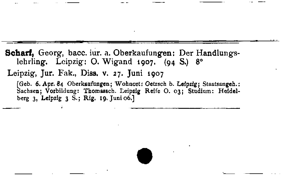 [Katalogkarte Dissertationenkatalog bis 1980]
