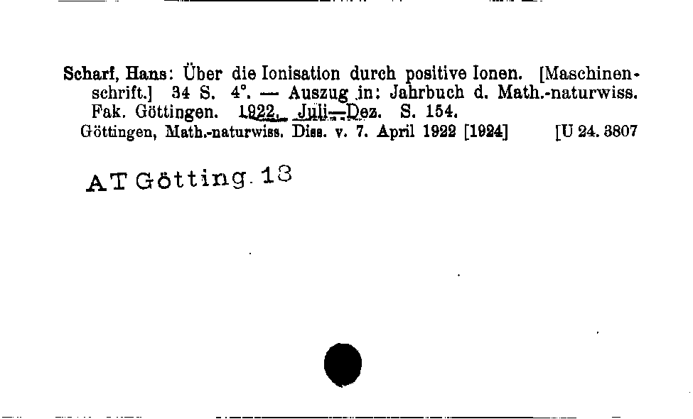 [Katalogkarte Dissertationenkatalog bis 1980]
