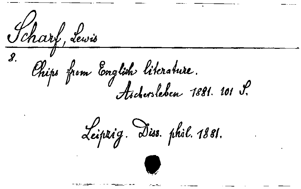 [Katalogkarte Dissertationenkatalog bis 1980]