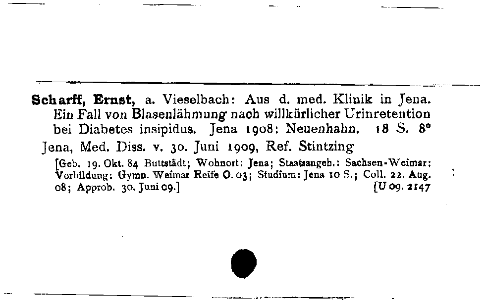 [Katalogkarte Dissertationenkatalog bis 1980]