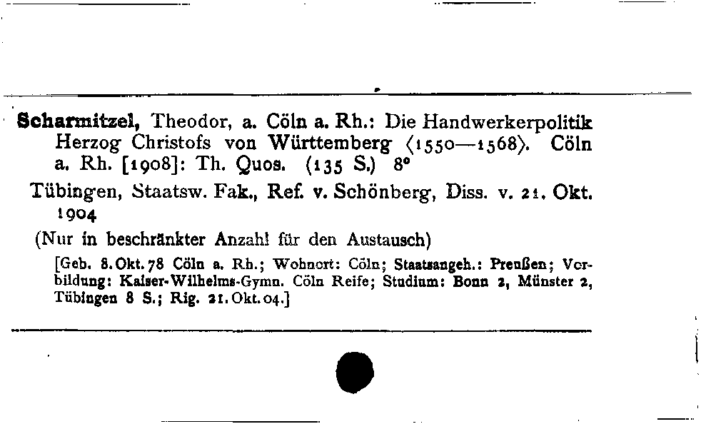 [Katalogkarte Dissertationenkatalog bis 1980]