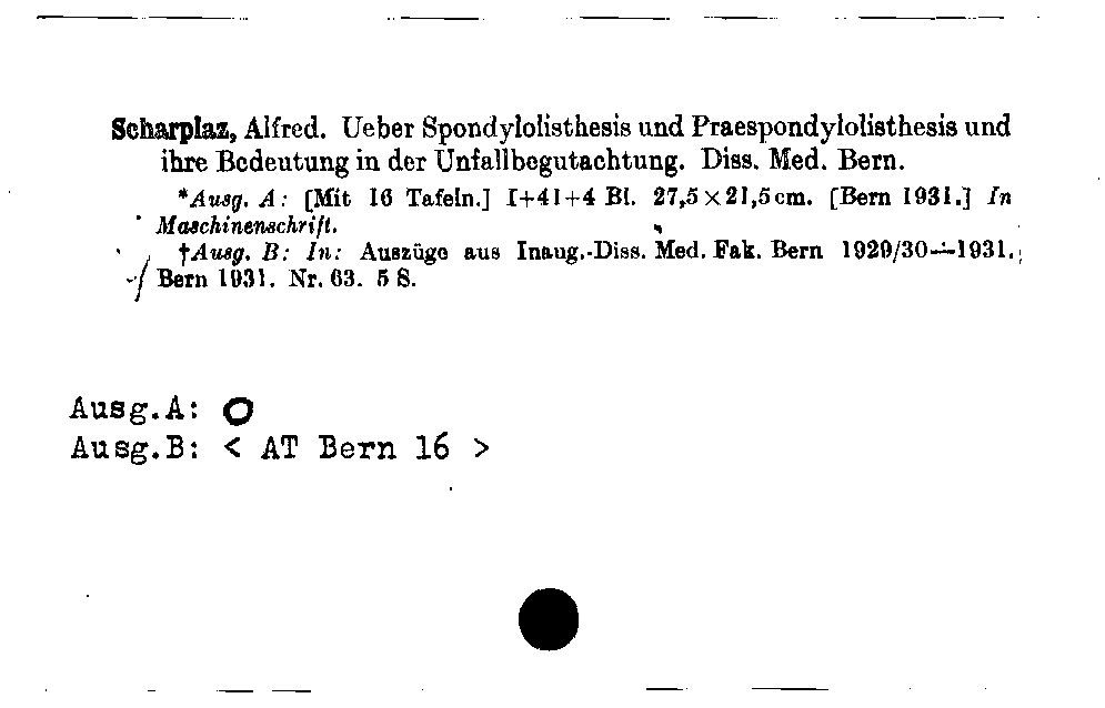 [Katalogkarte Dissertationenkatalog bis 1980]