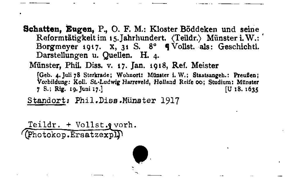 [Katalogkarte Dissertationenkatalog bis 1980]