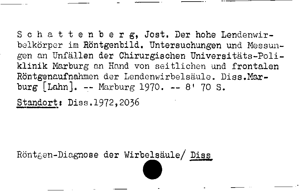 [Katalogkarte Dissertationenkatalog bis 1980]
