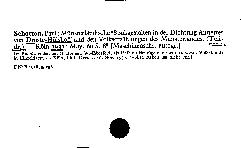[Katalogkarte Dissertationenkatalog bis 1980]