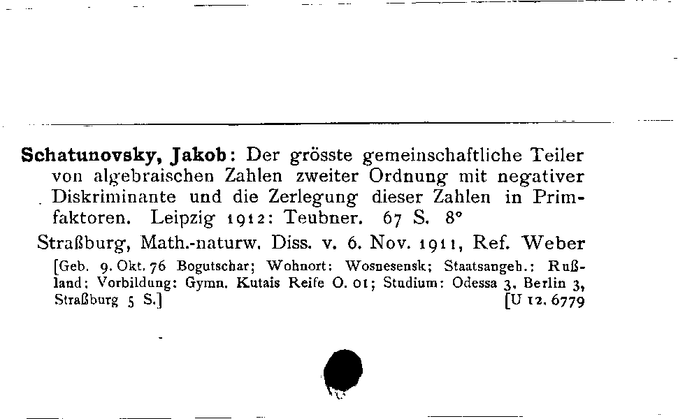 [Katalogkarte Dissertationenkatalog bis 1980]