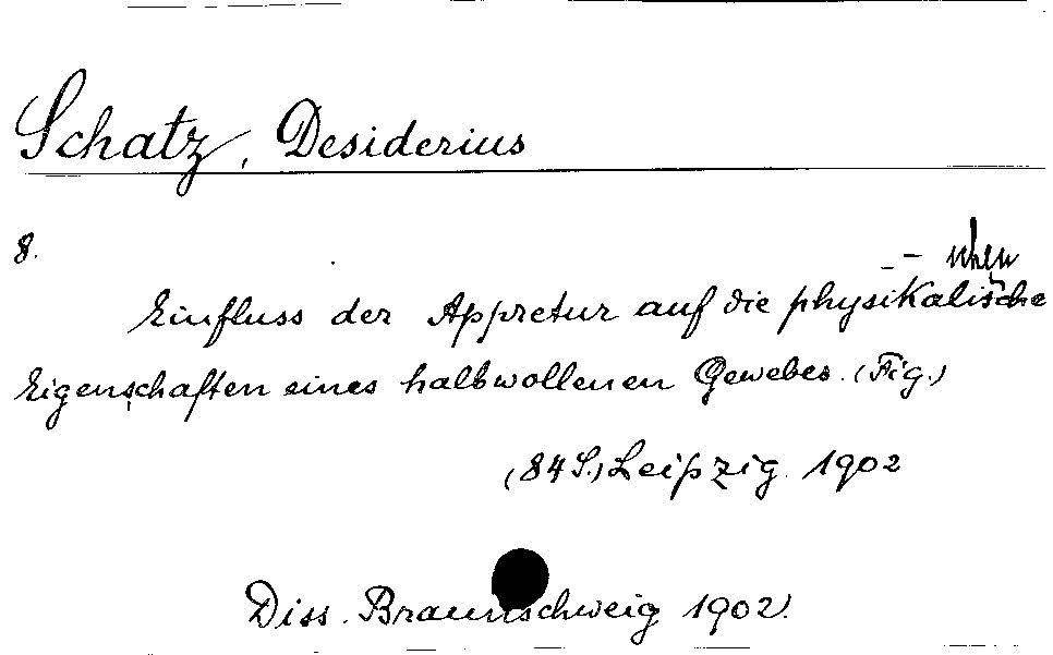 [Katalogkarte Dissertationenkatalog bis 1980]