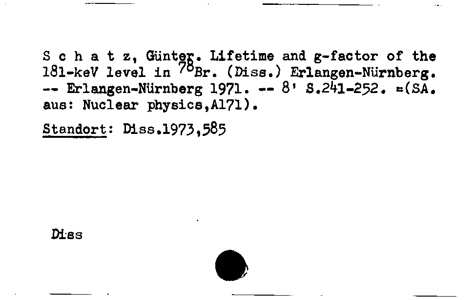 [Katalogkarte Dissertationenkatalog bis 1980]