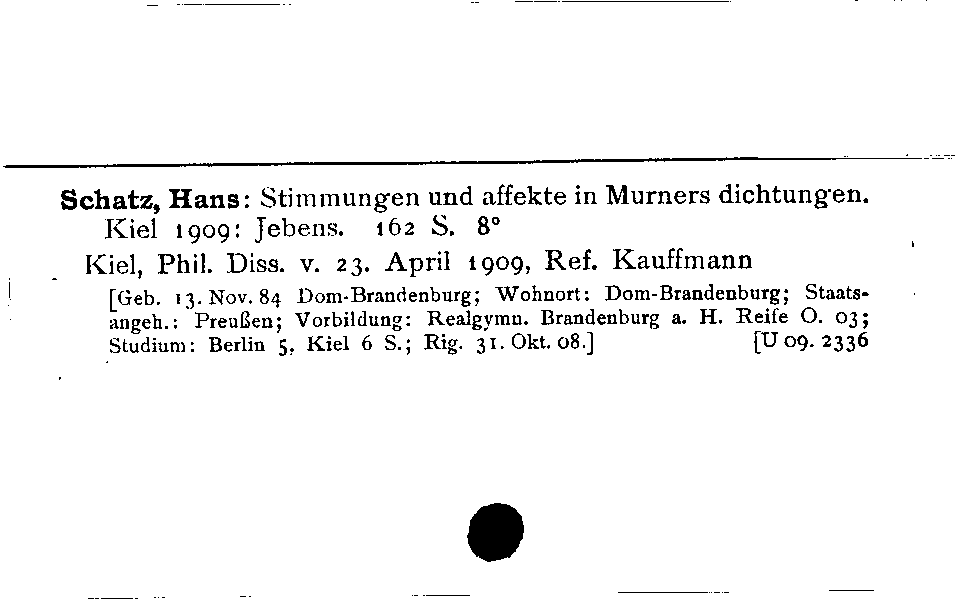 [Katalogkarte Dissertationenkatalog bis 1980]