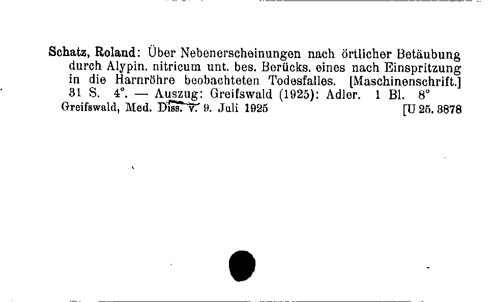 [Katalogkarte Dissertationenkatalog bis 1980]