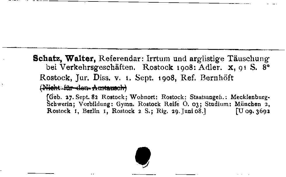 [Katalogkarte Dissertationenkatalog bis 1980]