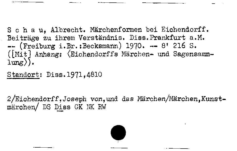 [Katalogkarte Dissertationenkatalog bis 1980]