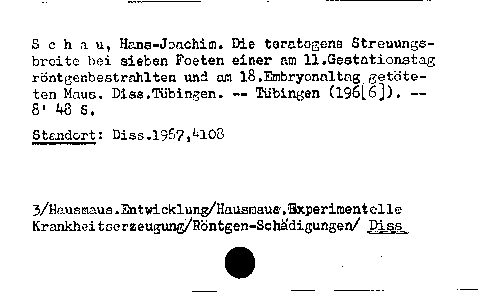 [Katalogkarte Dissertationenkatalog bis 1980]