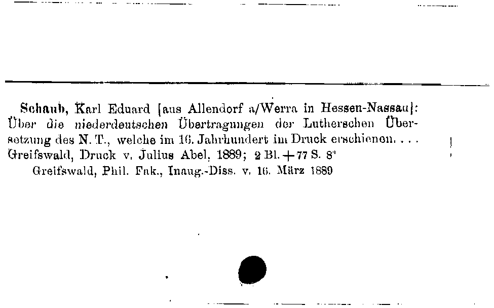 [Katalogkarte Dissertationenkatalog bis 1980]