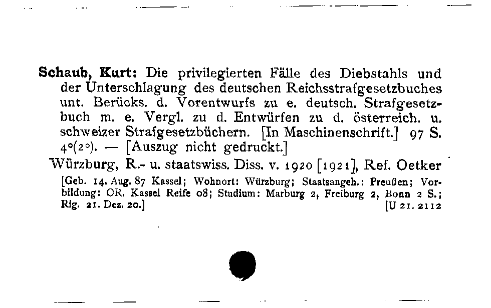[Katalogkarte Dissertationenkatalog bis 1980]