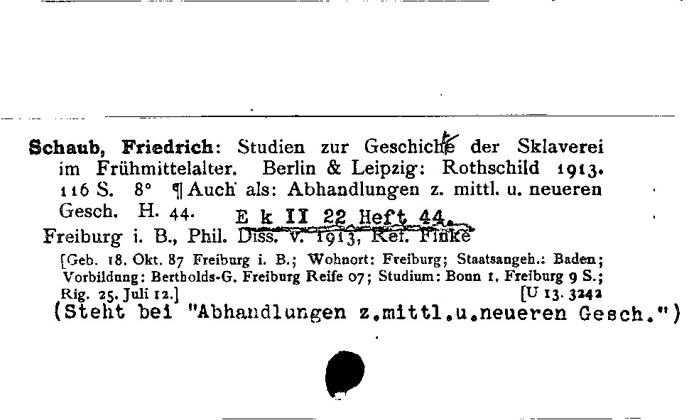 [Katalogkarte Dissertationenkatalog bis 1980]
