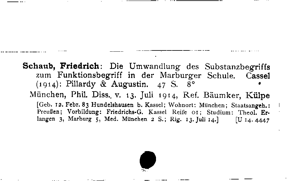 [Katalogkarte Dissertationenkatalog bis 1980]