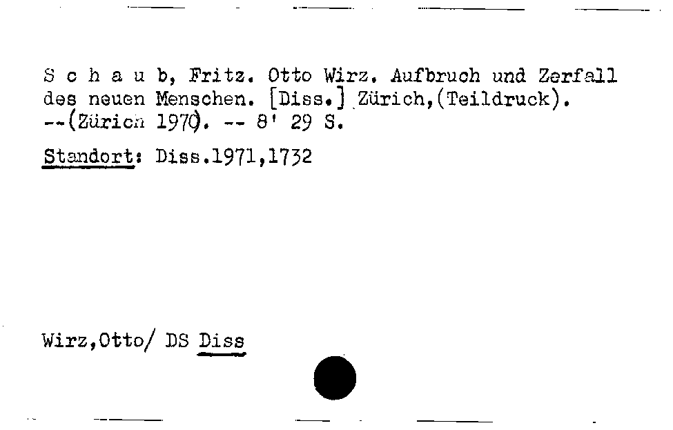 [Katalogkarte Dissertationenkatalog bis 1980]