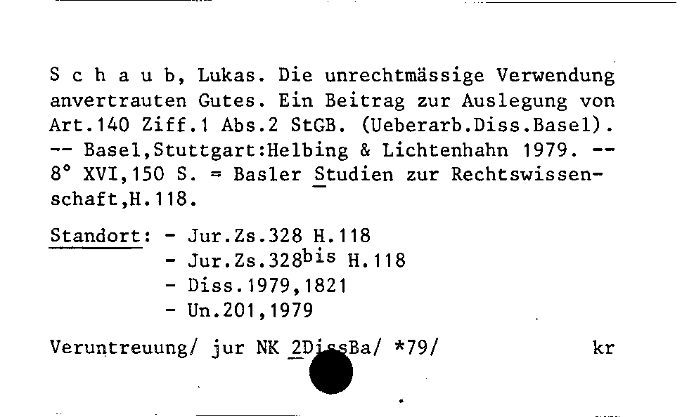 [Katalogkarte Dissertationenkatalog bis 1980]