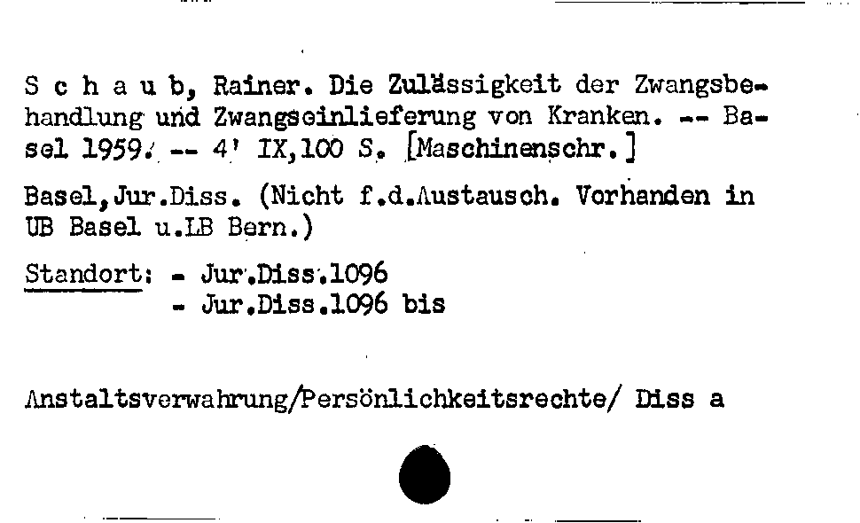 [Katalogkarte Dissertationenkatalog bis 1980]