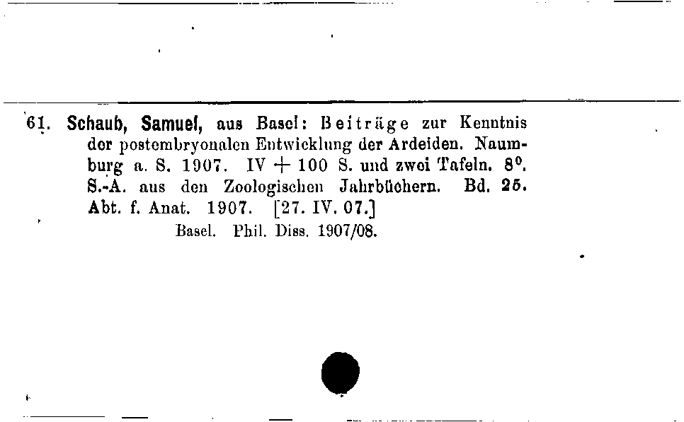 [Katalogkarte Dissertationenkatalog bis 1980]